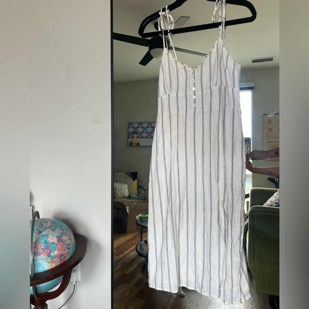 Abercrombie & Fitch linen blend midi dress with slit and pockets!